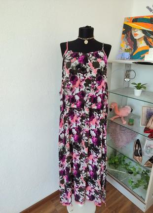 Стильна сукня /сарафан ,віскоза трапеція квітковий принт,з бісером,батальна,з напуском3 фото