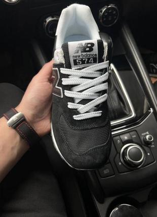 Кросівки жіночі new balance 574 black & white5 фото