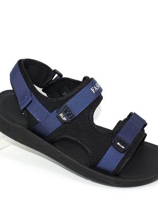 Підліткові сині текстильні зручні сандалі для хлопчиків,на липучках,підліткове стильне літнє взуття