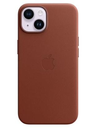 Чохол apple iphone 14 leather case with magsafe - umber2 фото