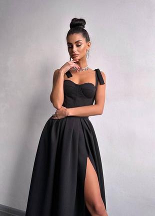 Черное платье бюстье, вечернее темное платье, черное платье макси4 фото