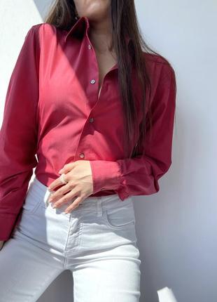 Базова сорочка/рубашка малинового кольору від h&m1 фото