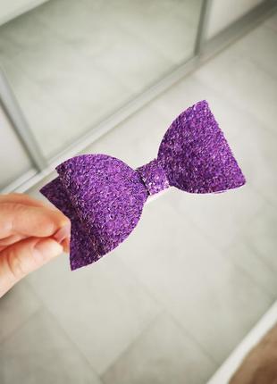 Обруч для волосся з фіолетовим бантом для дівчинки1 фото
