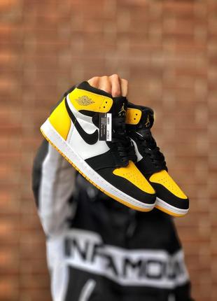 Женские кроссовки найк nike air jordan 1 retro black/yellow5 фото