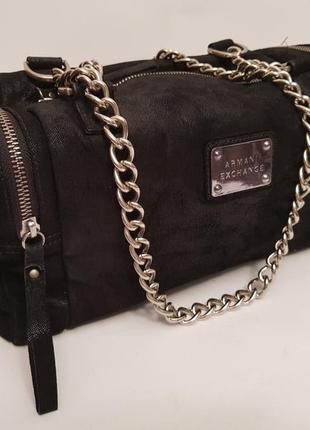 Розкішна суперэффектная сумка armani exchenge лазерне напилення на замші