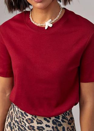Базова однотонна жіноча футболка у стилі massimo dutti2 фото