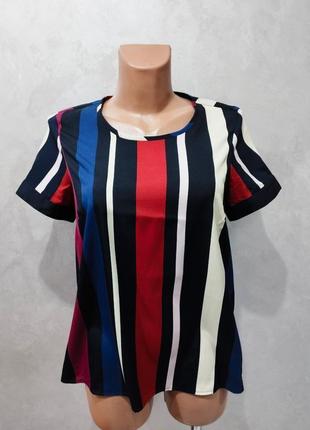 Лаконічна якісна блузка в різнобарвну смужку успішного бренду з данії vero moda5 фото
