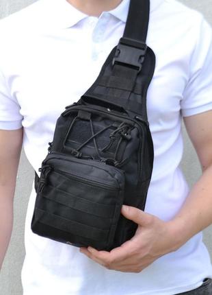 Якісна тактична сумка, укріплена чоловіча сумка, рюкзак тактична слінг. колір: чорний6 фото