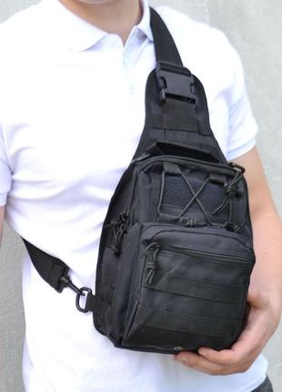 Якісна тактична сумка, укріплена чоловіча сумка, рюкзак тактична слінг. колір: чорний5 фото