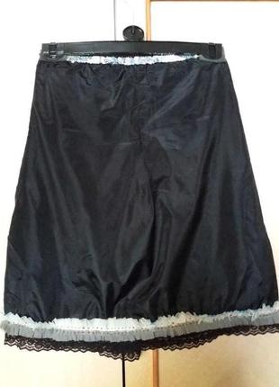 Нарядная черная двойная юбка трапеция, с пайетками1 фото