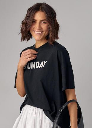 Женская футболка oversize с надписью sunday5 фото