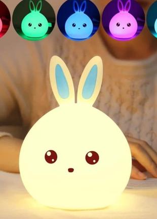 Детский ночник rabbit silicone lamp led зайка силиконовый на аккумуляторе2 фото