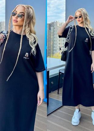 Женское темно серое длинное базовое платье макси футболка мики маус xxl 2xl 3xl 4xl l графит8 фото