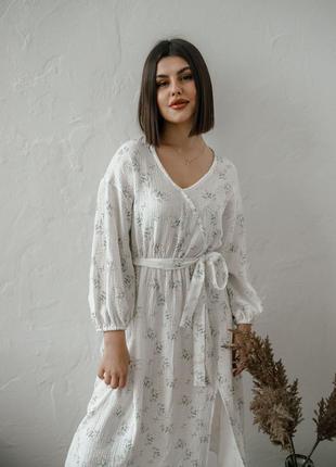 Летнее муслиновое платье мимоза