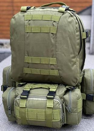 Рюкзак тактический 55л с тремя подсумками! качественный штурмовой для похода путешествий большой рюкзак баул