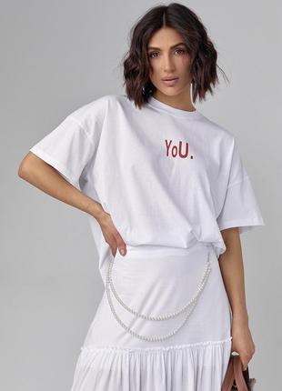 Женская футболка oversize с надписью you5 фото