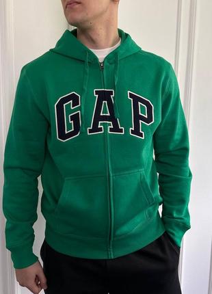 Чоловіча кофта зіп худі gap varsity green оригінал