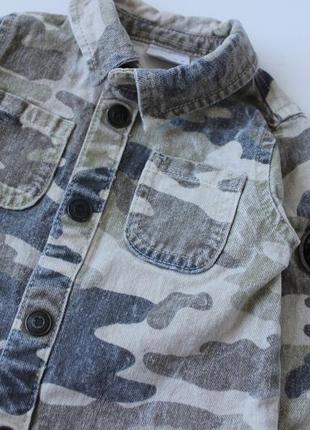 Джинсовая куртка-cорочка f&amp;f 6-9 мес3 фото