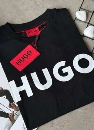 Чоловіча футболка чорна hugo boss брендова футболка чоловіча хуго бос