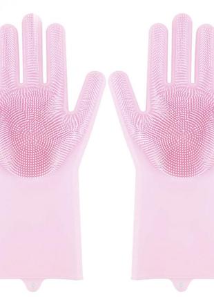 Силіконові рукавички magic silicone gloves pink5 фото