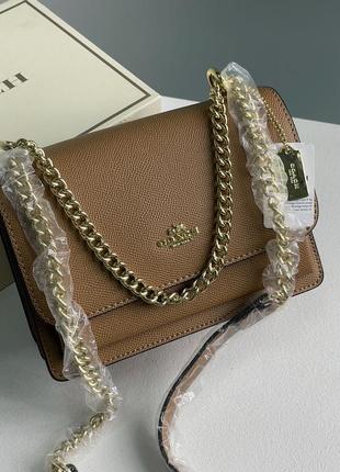 Сумочка coach mini klare crossbody in signature canvas total beige3 фото