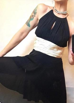 Винтажное платье, шелковое платье в стиле ретро, черное с деталями цвета слоновой кости, милое платье.10 фото