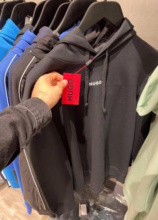Мужское худи черное hugo boss lux кофта мужская с капюшоном хуго босс
