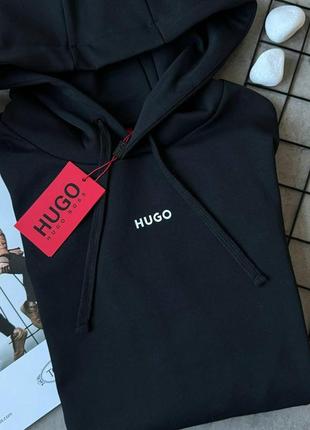 Мужское худи черное hugo boss lux кофта мужская с капюшоном хуго босс