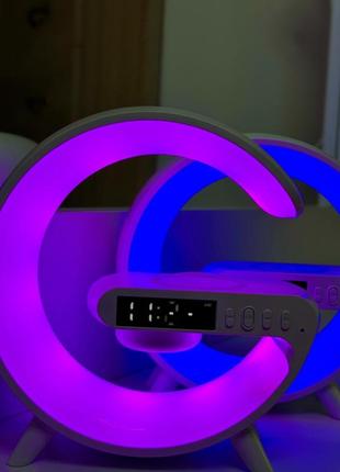 Смарт лампа «smart light sound machine» с беспроводной зарядкой 15w и bluetooth-колонкой g11 white💡🎵🔋2 фото