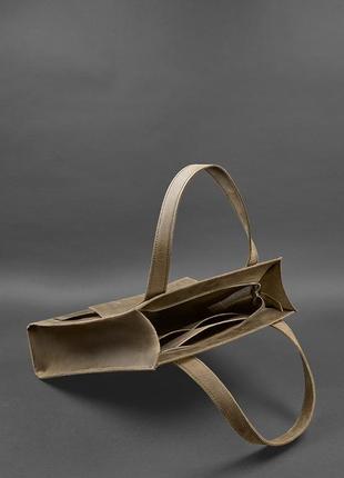 Шкіряна жіноча сумка шоппер бетсі з кишенею темно-коричнева5 фото