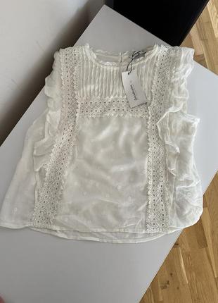 Женская белая блуза рубашка m stradivarius1 фото