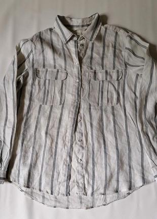 Льняная рубашка в полоску