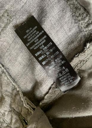 Широкие серые брюки из натурального льна с винтажным эффектом (размер 16/44)8 фото