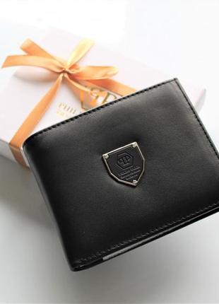 Чоловічий подарунковий набір philipp plein 02 - ремінь і гаманець чорні5 фото