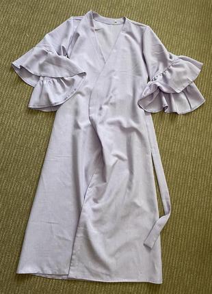 Платье-кимоно льняное