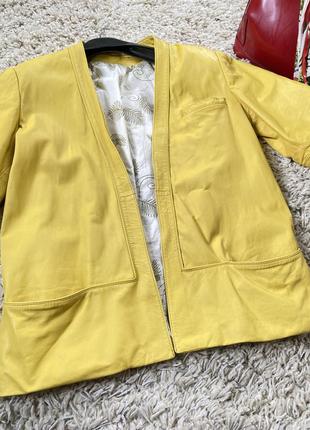 Шикарный кожаный жакет/пиджак в жёлтом цвете,guardo,p.4-84 фото