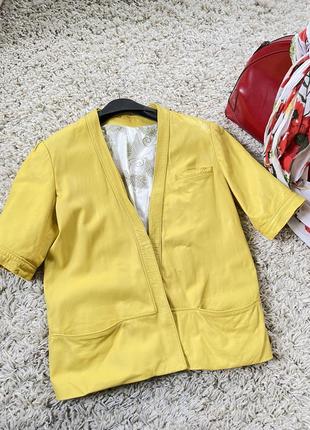 Шикарный кожаный жакет/пиджак в жёлтом цвете,guardo,p.4-83 фото