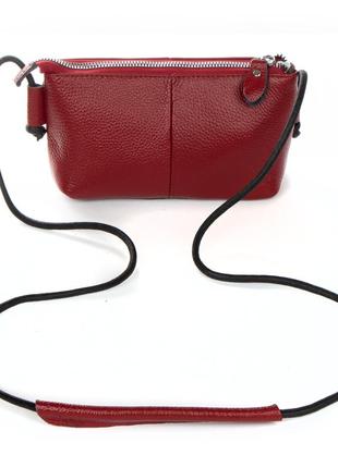 Женская кожаная сумка из натуральной кожи бардового цвета3 фото