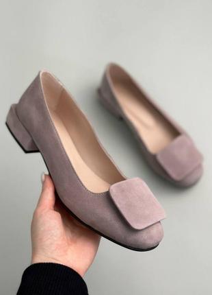 Туфлі жіночі велюрові кольори візон1 фото