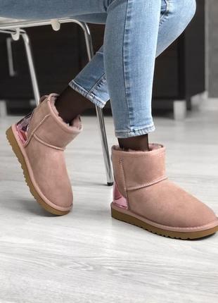 Ugg classic mini pink 🆕 шикарні жіночі уггі 🆕 купити накладений платіж