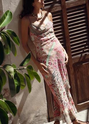Платье женское длинное с принтом печворк zara new1 фото