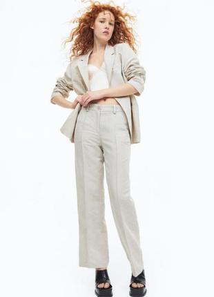 ♥️1+1=3♥️ h&m класичні жіночі брюки із суміші віскози та льону2 фото