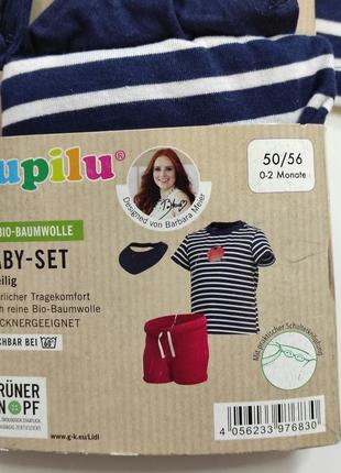 Костюм на малыша (шорты,футболка, слюнявчик) lupilu5 фото