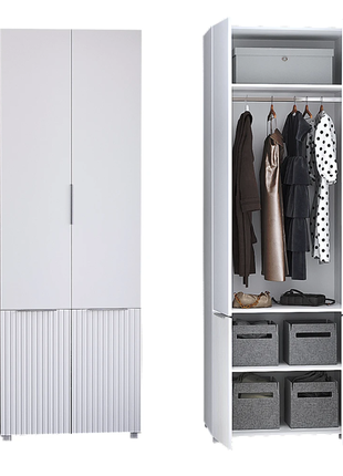 Шкаф для одежды "саванный", к-824 белый матовый (80/230/56)2 фото