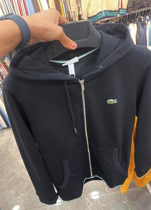 Чоловіча толстовка чорна пробник lacoste lux кофта на блискавці з капюшоном лакосту5 фото