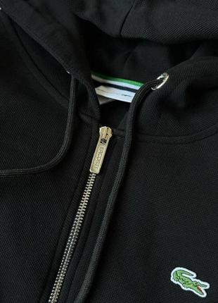 Чоловіча толстовка чорна пробник lacoste lux кофта на блискавці з капюшоном лакосту4 фото
