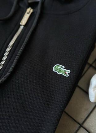 Чоловіча толстовка чорна пробник lacoste lux кофта на блискавці з капюшоном лакосту2 фото