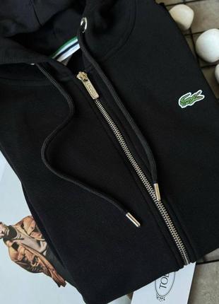 Чоловіча толстовка чорна пробник lacoste lux кофта на блискавці з капюшоном лакосту3 фото
