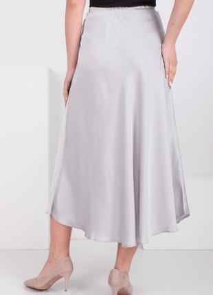 Женская летняя юбка миди атлас шелк шолк3 фото