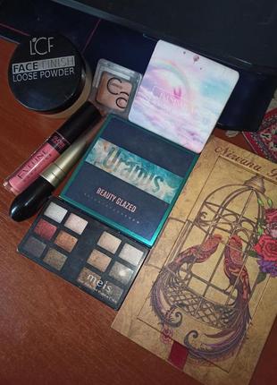 Набор косметики / лот / тени + пудра + хайлайтер / beauty glazed, ucanbe, catrice, meis, lcf